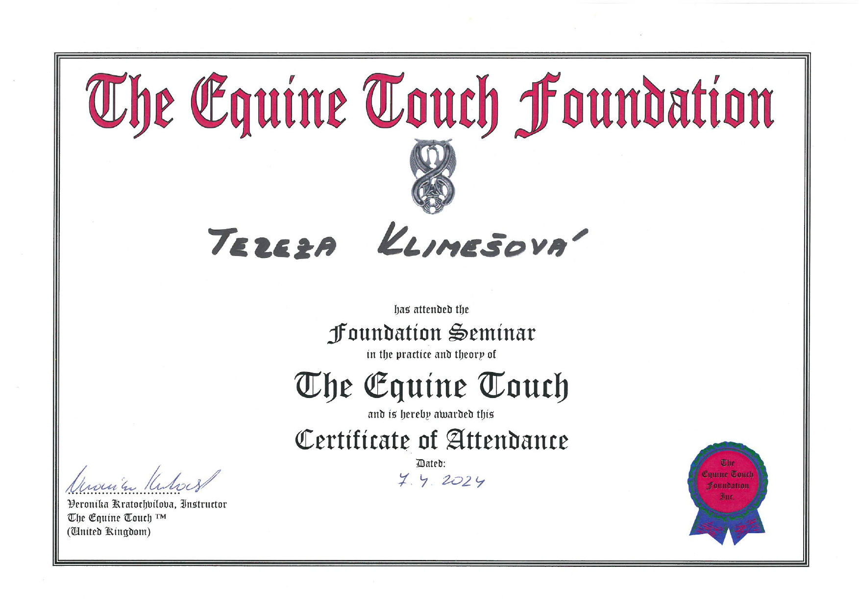 Equine Touch - ET celkovy Klimesova